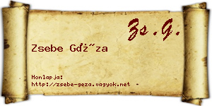 Zsebe Géza névjegykártya