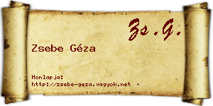 Zsebe Géza névjegykártya